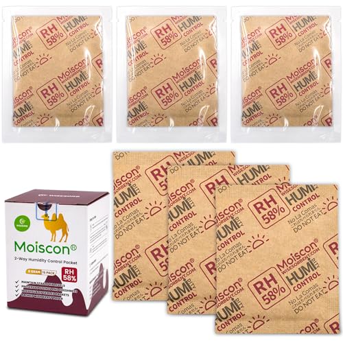 Wisesorb 8 Gram 15 Pack 58% Two-Way Humidity Control Packs For Storing 1 Oz, Size 8 For Small Storage Containers Resealable Bags, Hydration Packets Mo