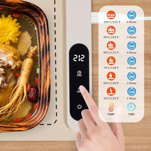 Food Warming Mat Extra Large 36x16 Inch 580W Waterproof Heating Pad, 6-Temperature Levels & 6-Hour Timer, Buffet Warmer for Chafing Dishes, Parties, Catering, Countertop Use (Beige) by HBLEDOT - Used condition - Image 2