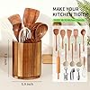 Set Of 2 Wooden Utensil Holders For Kitchen Counter - 360° Rotating, Acacia Wood, Rustic Natural Look