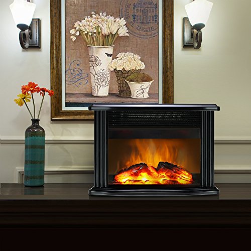 Donyer Power 1500W Mini Electric Fireplace Tabletop Portable Heater,14'' (Black, Metal) #TOP3