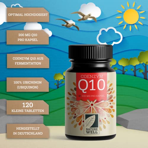 Q10 Kapseln hochdosiert 120x mit 200mg Coenzym Q10 pro Kapsel - hochwertiges Coenzym Q10 Ubichinon aus Fermentation - laborgeprüft mit Zertifikat - Vorrat für 4 Monate - 100% vegan