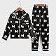 13–14 Jahre Kinder Kleinkind Mädchen Herbst Winter Pyjama Set Pyjama Oberteil Hose Satin Zweiteiliger Schlafanzug mit Schleife Aufdruck Nachtwäsche 160 Schwarz