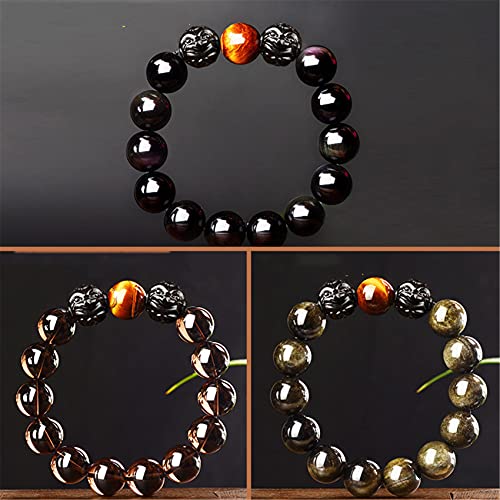 Obsidienne noire talisman de prospérité et piyao cristal doré