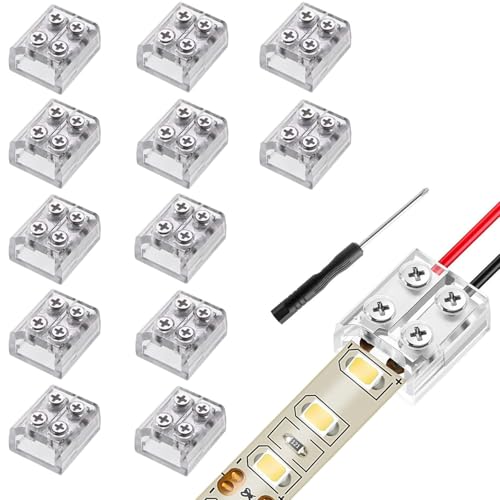RUNCCI-YUN 12Pcs 5 V, 12 V, 24 V Connettore per striscia LED 2 pin 10mm per SMD 5050 5630 monochrom，trasparente