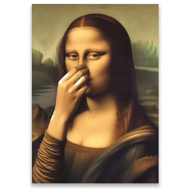 Mona Lisa para baño cuadros divertidos vintage láminas humorísticas de lienzo 70x90cm
