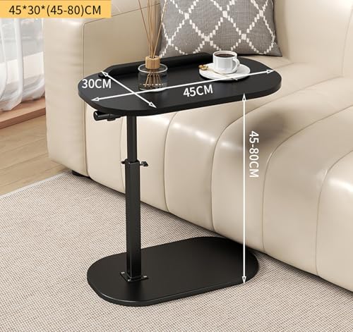 Mesa auxiliar en C minimalista negra con tablero rotatorio premium 2