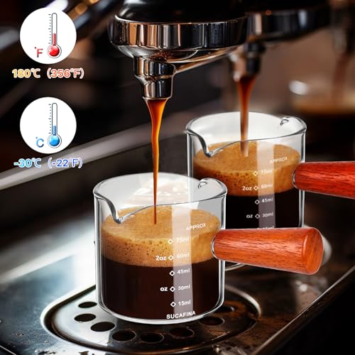 4 Vasos Espresso con Asa de Madera 75 ml miniatura 2