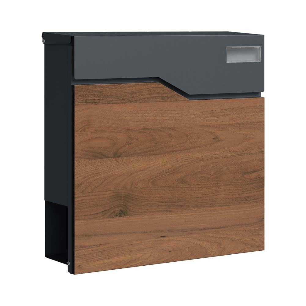 Schartec Anthracite/Dark Wood Schartec® Letter Box Spb-7 Wood Design Dark And With Newspaper Compartment Modern & Large Wall Letter Box Postbox