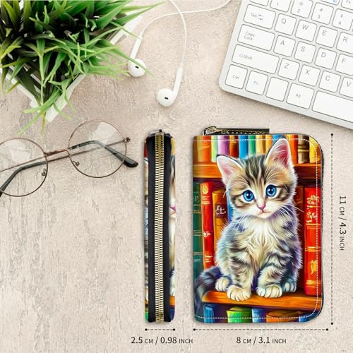 Accordion Wallet Credit Card Holder, Business PU Leather RFID Cards Organizer Ladies Cardholder Wallets for Women Men, Travel, Shopping, Outdoor, Fall Purse Gift Accessories, Book Cat2