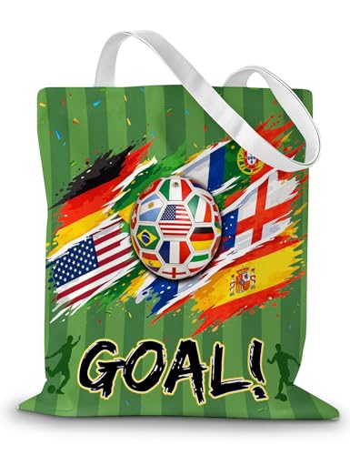 CEASQVAA Soccer Gifts Canvas Tote Bag for Women Coach & Team Birthday Gift for Soccer Lovers Players Football Mom Stuff Accessories Reusable Grocery Bags