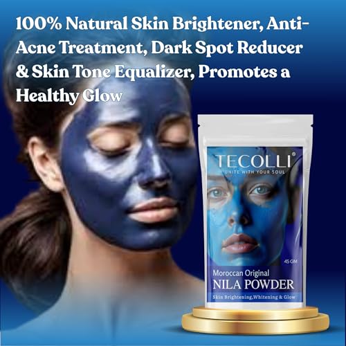 Image of Original Moroccan Blue Nila Powder 45g - Pure & Natural Face Mask for Skin Brightening, Purifying, and Whitening