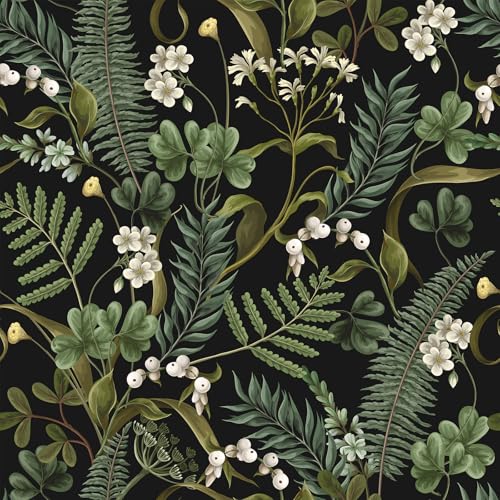 VEELIKE Dark Forest Fern Peel and Stick Wallpaper Moody Tropical