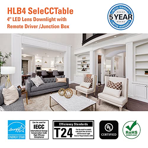 HALO HLB 4 inch LED Recessed Light, Thin Canless, Dimmable w/Selectable Color Temperatures, 6-Pack - HLB40699FS1EMWR-6PK - image 7