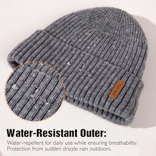 Image of TOP-EX DryKnit Waterproof L /XL /XXL Winter Fleece Lined Beanie Hat for Men Women Warm Knit Watch Skull Cap Cold Weather