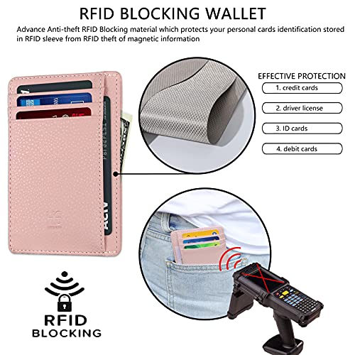Image of GH GOLD HORSE Slim RFID Blocking Card Holder Minimalist Leather Front Pocket Wallet for Women | Slim