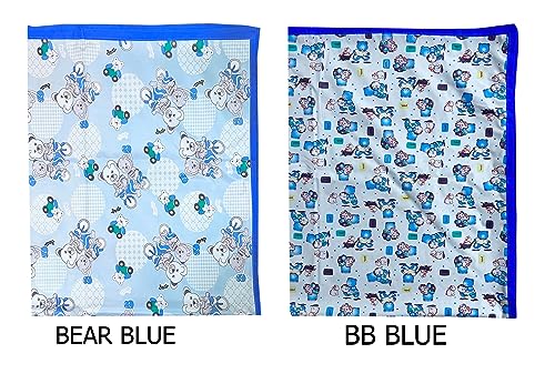 Image of EcoSoft Plastic Sheet,PVC Sheet for Kids,Rubber Sheet for Babies,Bed Wetting Protector(90 x 135 cm) (Blue Bear & BB Blue)