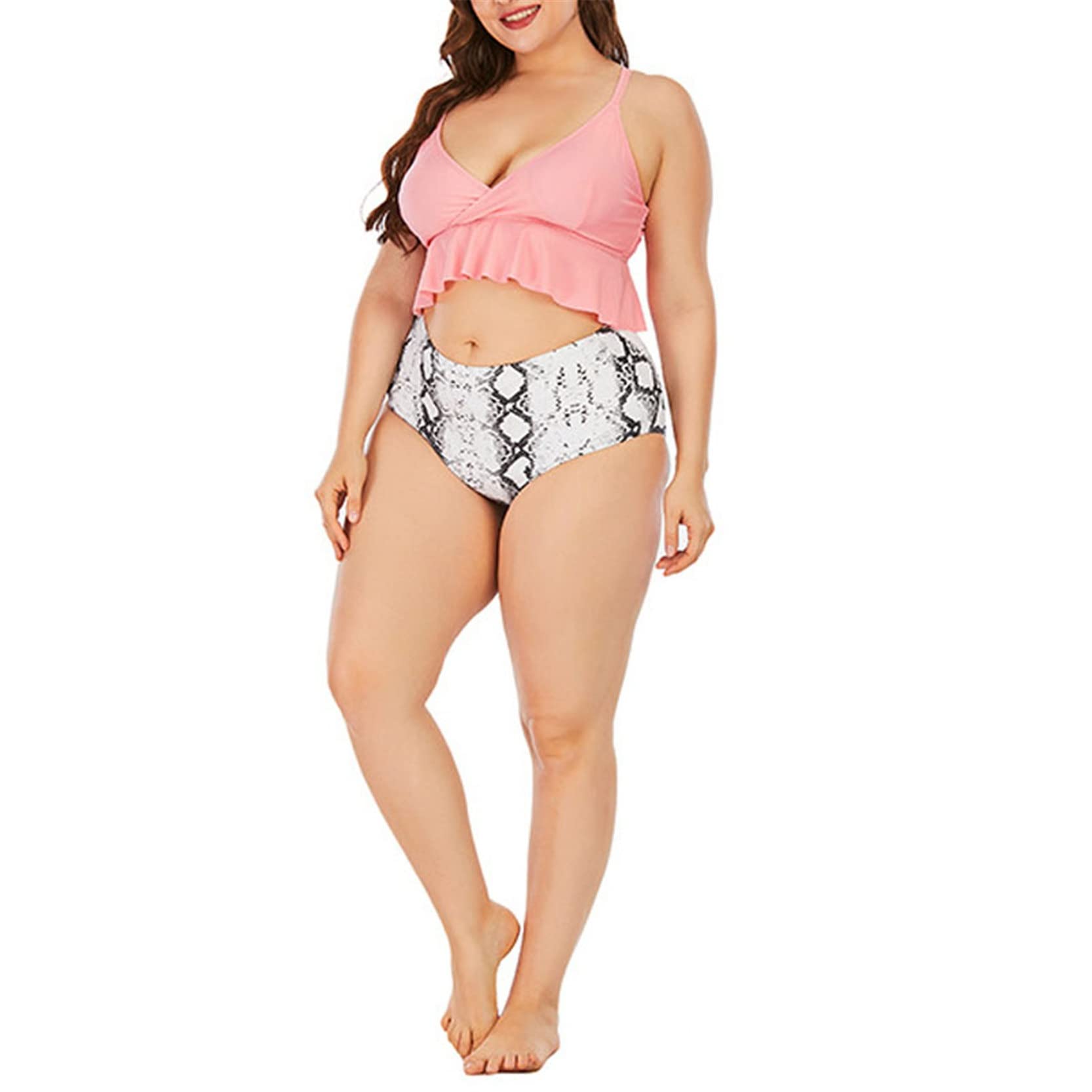 Sexy Mare Costume da Bagno Donna Due Pezzi, Donne 2 pezzi Swimsuit Cingcio regolabile Croce cruscata croce Top+in alto in alto set di bikini con stampa di serpente Classico Elegante 2 Pezzi Moda Bikin