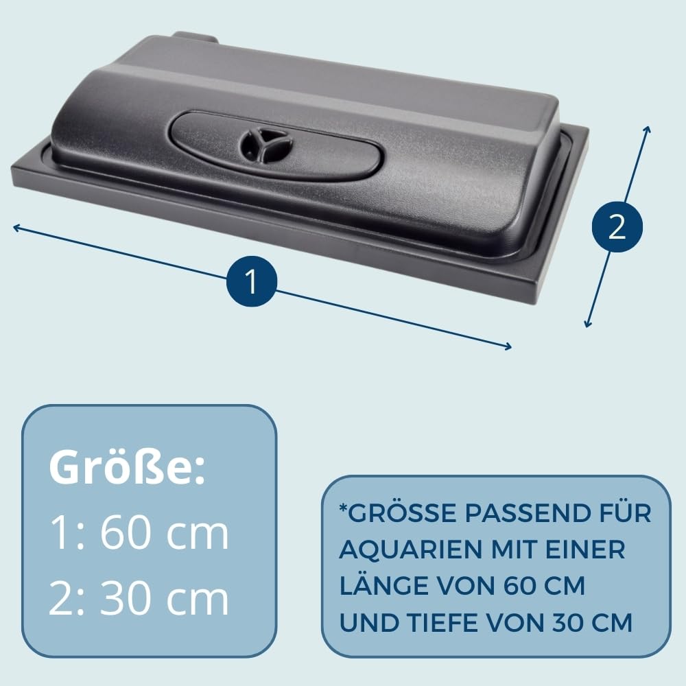 GarPet Aquarium Abdeckung LED 60x30 cm Schwarz Mit Licht Terrarium Beleuchtung