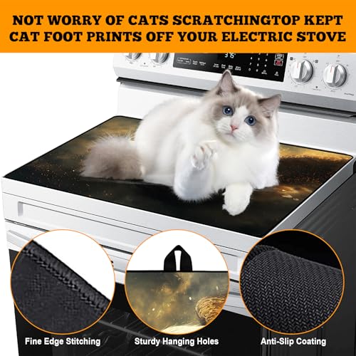 Image of Multi-Design Stove Cover for Glass /Electric Stoves - 3-in-1 Heat-Resistant Protector Mat, Non-Slip Drying Rack 28 inchx20 inch (Eagle)