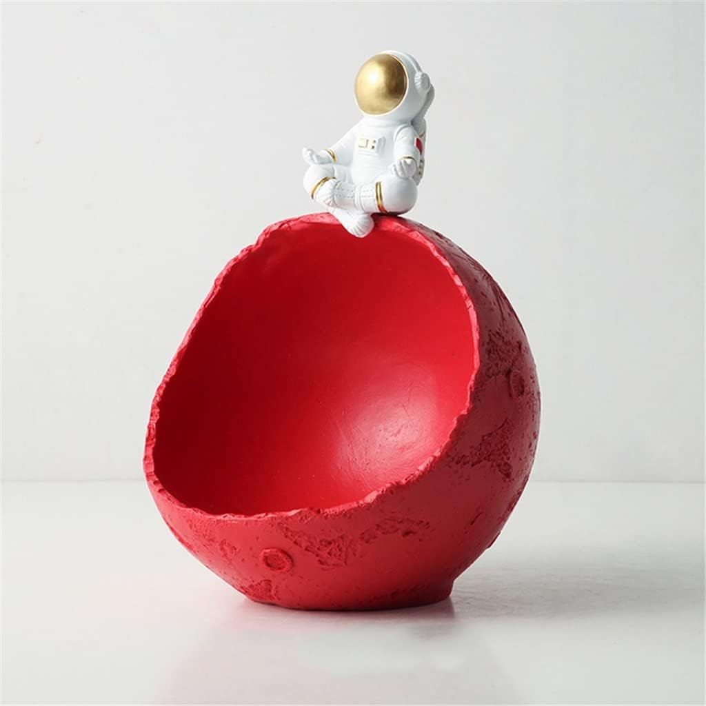 Creative Astronaut Resin Porch Key Storage Organizer Snack Box Spaceman Moon Model Living Room Decoration (Color : C Size : One Size) (A One Size)