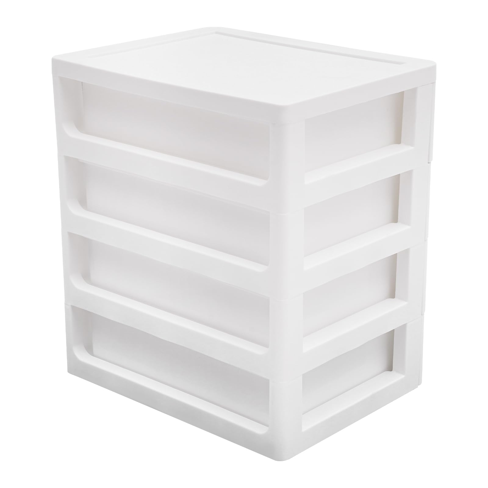 Scatola da ufficio, organizer per cassetti, organizer da ufficio in polipropilene con 4 cassetti + 1 piattaforma superiore, 26 x 20,2 x 29 cm, bianco