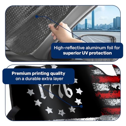 GENANY We The People Windshield Sun Shade for Car SUV Truck (55x30 Inches), Memorial Day Sun Shade Windshield for Windows, Protector Blocks UV, Car Decor by GENANY - Image 4