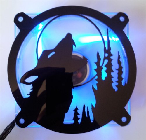 Custom Acrylic Howling Wolf Computer Fan Grill 120mm