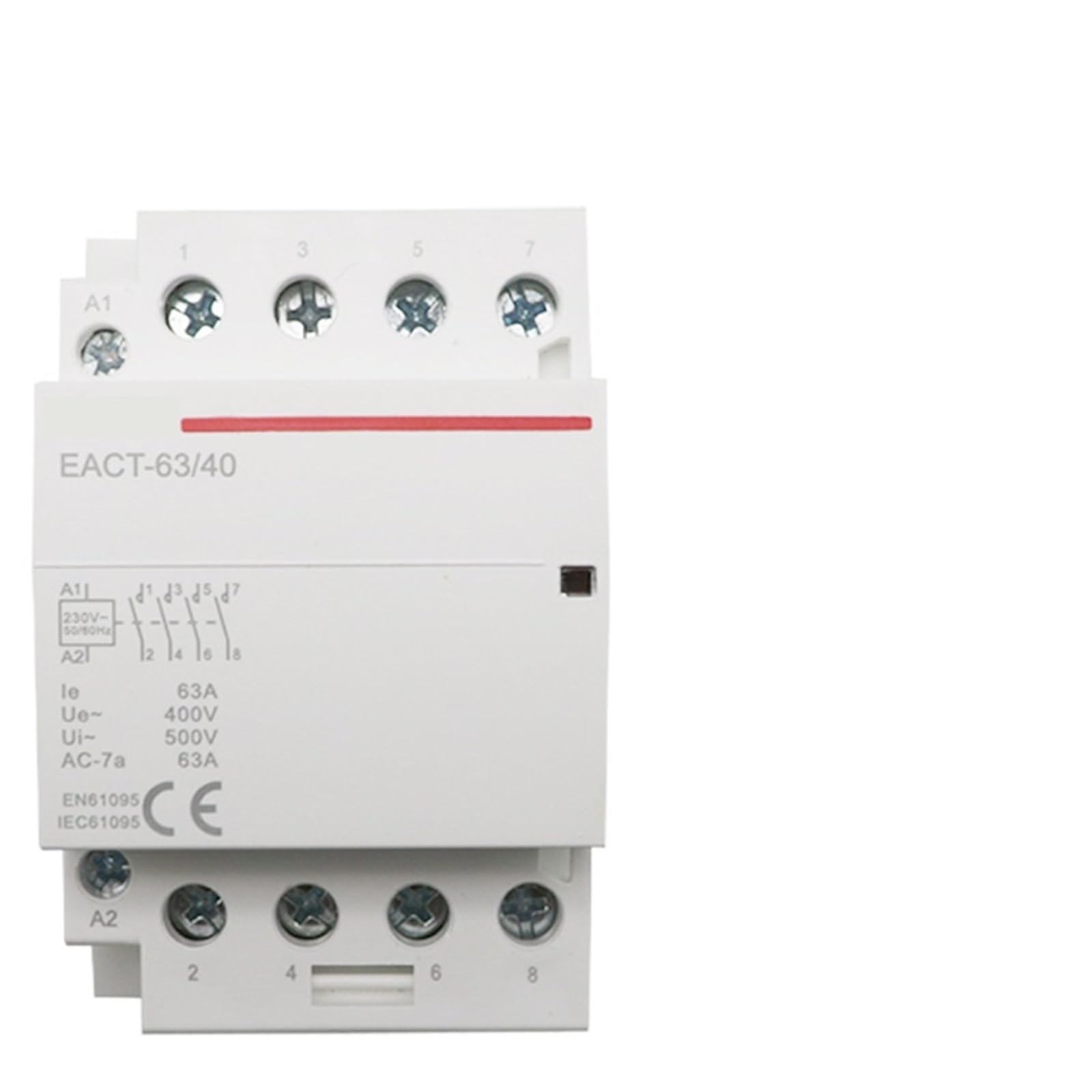 Contacteur modulaire 40A 4NO bobine DC 24V pour rail DIN en coffret électrique