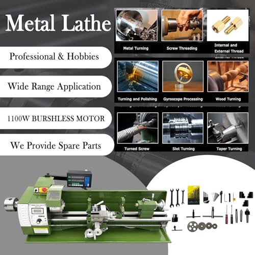 EQCOTWEA 8x30 Double-Chuck Metal Lathe