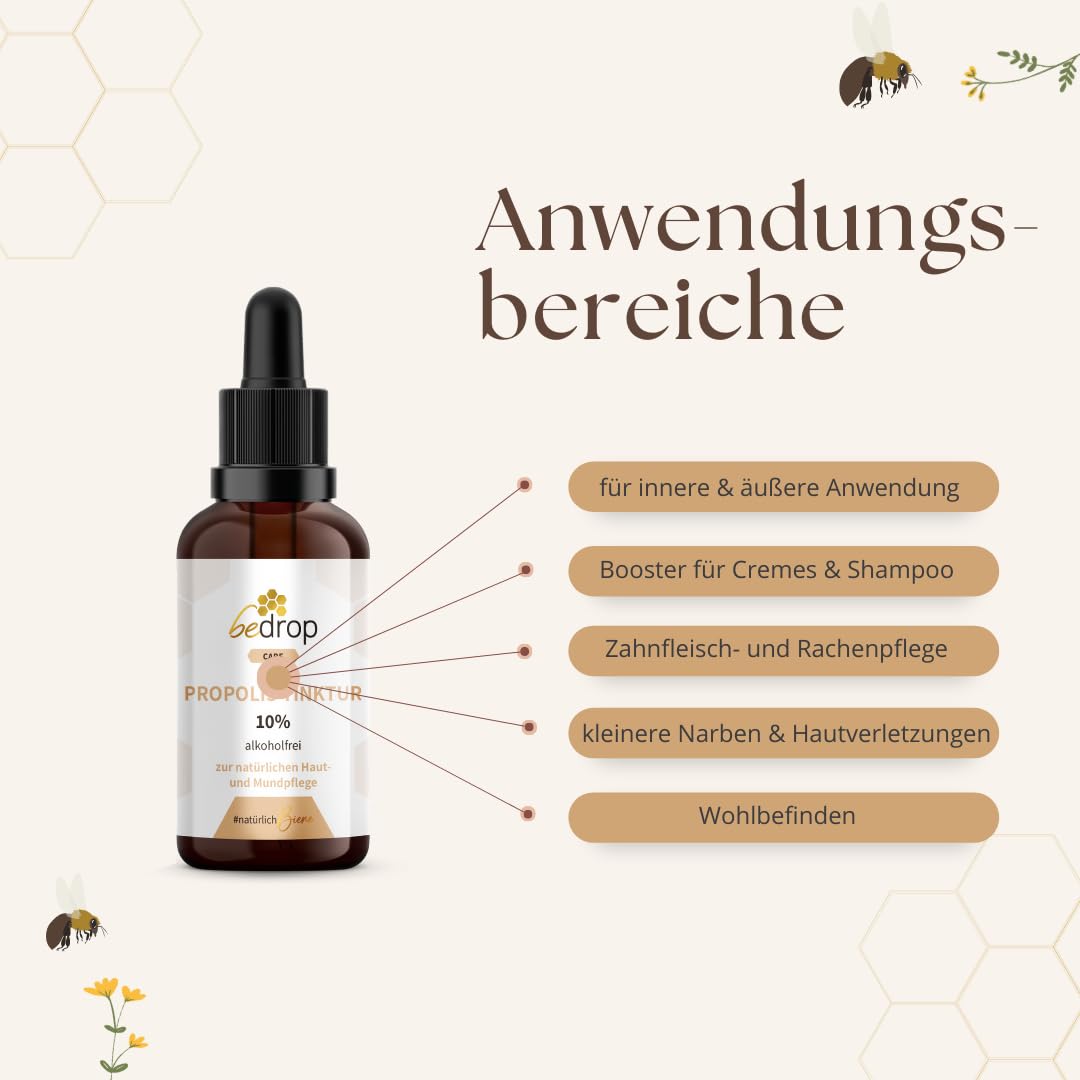 bedrop | Bee’s Kindheitsset | Blütenpollenpulver, Propolis Tinktur alkoholfrei 10% und Manuka Honig MGO 500