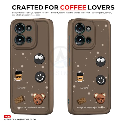 Image of AESTMO Back Case Cover for Motorola Moto Edge 50 5G Cover | Cute Fun Cartoon 3D Ball | Coffee Silicone Case | Full Body Protection | Camera Protection Back Cover for Motorola Moto Edge 50 5G (Brown)
