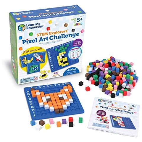 Learning Resources STEM Explorers Pixel Art Challenge, 402 Pieces, Ages 5+, STEM Toys For Kids, Coding Basics For Kids, STEM Activities For Classroom, Medium Cover