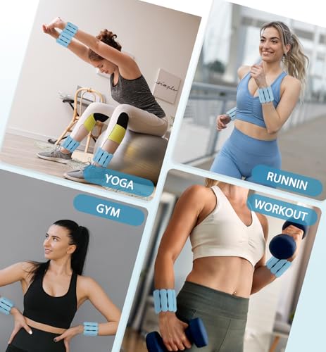 Image of Ankle & Wrist Weights for Women Men, Set of 2, 1 lb /2 lb Each | Adjustable Arm & Leg Weights, Soft Silicone Weighted Bracelet For Pilates Yoga Dance Walking Running Swimming Weight Loss