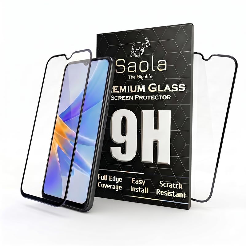 Image of Saola Hd+ Oleophobic Tempered Glass Screen Protector For Vivo Y21A Smartphone (Pack Of 2) With Free Installation Kit. Full Screen Coverage - 6.51 Inch