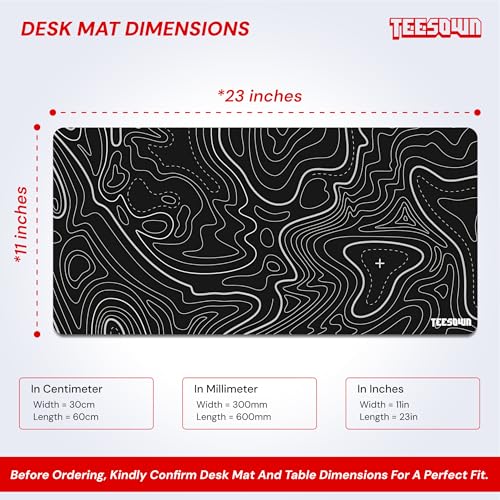 Image of Large Black Topographical Extended Mouse Pad (11x23) for Laptop Desktop PC and Gaming Desk Mat Rubber Base Desk Pad