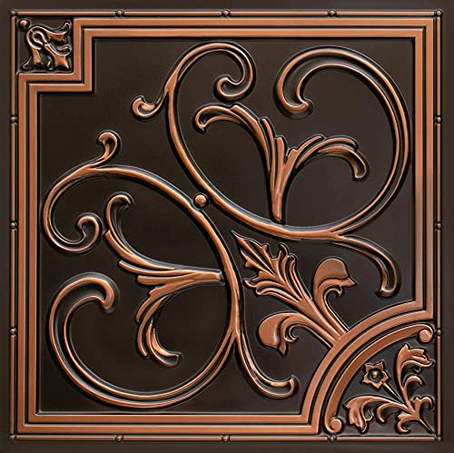 From Plain To Beautiful In Hours 204Ac-24X24-50 Lilies And Swirls Pvc 2' X 2' Lay-In Or Glue-Up Ceiling Tile (Covers / 200 Sq.ft), Antique Copper, 50 #TOP10