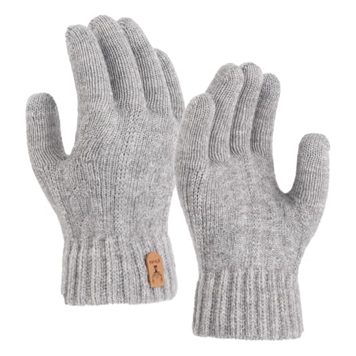 VEGCOO 1 Paar Damen Winterhandschuhe mit Fleecefutter, Winter Warme Handschuhe mit Fleece Futter, Touchscreen Dicke Strickhandschuhe, Winter Warme Handschuhe für Herren Damen...