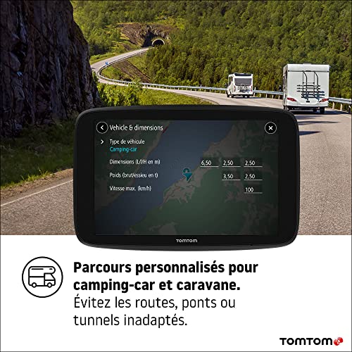 GPS pour Camping-Car et Caravane TomTom GO Camper Max, écran HD 7" avec PI pour Camping-Car et Caravane, Mises à jour via Wi-Fi, TomTom Traffic, Alertes des Zones de Danger et Cartes du Monde - Image 4