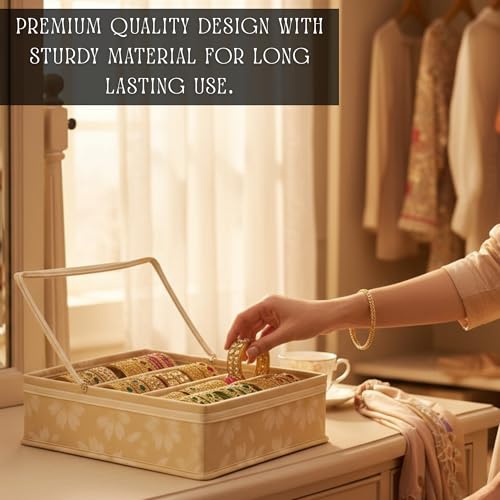 Image of 4 Rod Bangle Box Organizer for Women, Beige, Pack of 1
