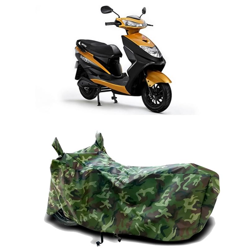 Image of DUFFEL-100% Heat Protection Two Wheeler Bike /Scooty Body Cover for Ampere REO BS6 Water Resistance /UV-Rays /Birds Dropping /Scratchproof /Dust Proof /Waterproof[Green Jungle Print]