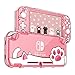 DLseego Coque Compatible avec Switch Lite, Transparente Rigide PC Étui de Protection Anti-Rayures, Antichoc Shell Accessoires pour Switch Lite and Joycon Controller - Patte de Chat Rose