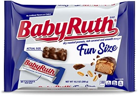 Baby Ruth, Chocolatey, Peanut, Caramel, Nougat, Fun Size Individually Wrapped Candy Bars, 10.2 oz each, Bulk 12 Pack