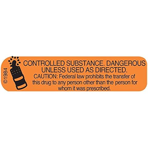 Pharmex 1-322 "Controlled SUB" Permanent Paper Label, 1 9/16" x 3/8", Orange, Pack of 1000 Cover