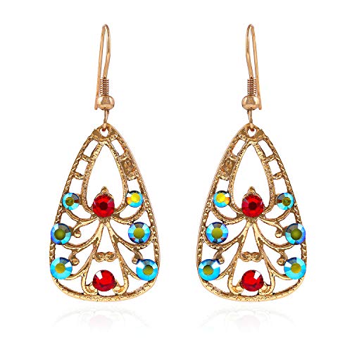 Estele 24 Kt Gold Plated Fish Hook Earrings with Fancy Austrian Crystals for Women (B08CPWFNJ1) Amazon Price History, Amazon Price Tracker