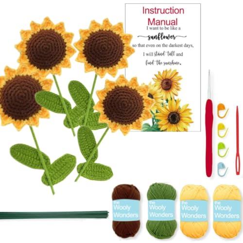 Kit crochet Amigurumi débutant adulte adolescent tutoriel tournesol jaune DIY
