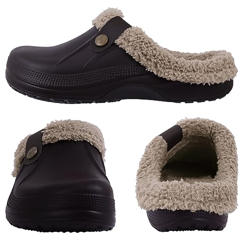 Image of Beslip Fur Lined Clogs for Women & Men Fuzzy Slippers with Memory Foam