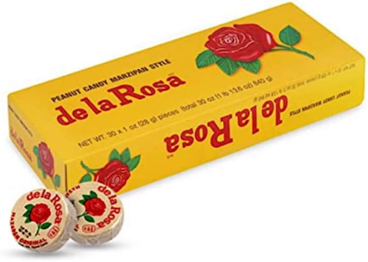 Mazapan, Marzipan De la Rosa, Mexican Original Peanut Candy, Regular Pack of 30