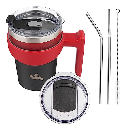 Image of Konokyo 10 oz Tumbler with Handle and Straw, Insulated Travel Mug