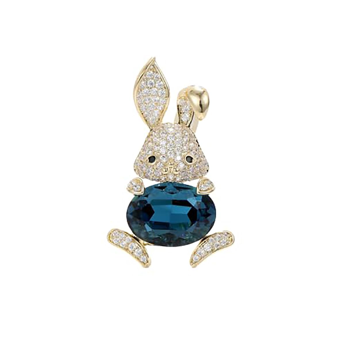 14K Gold Handmade Zodiac Rabbit Brooch with Moissanite - Cute Bunny Cheongsam Pin and Shawl Buckle, Ideal Gift for Her, Birth Year Special Accessory