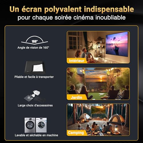 Toile de projection extérieure pliable et lavable pour cinéma de jardin - 4